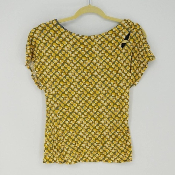 Anthropologie Meadow Rue Top XS Short Sleeve Polka Dot Cut Out Shirt Pullover - Picture 3 of 7